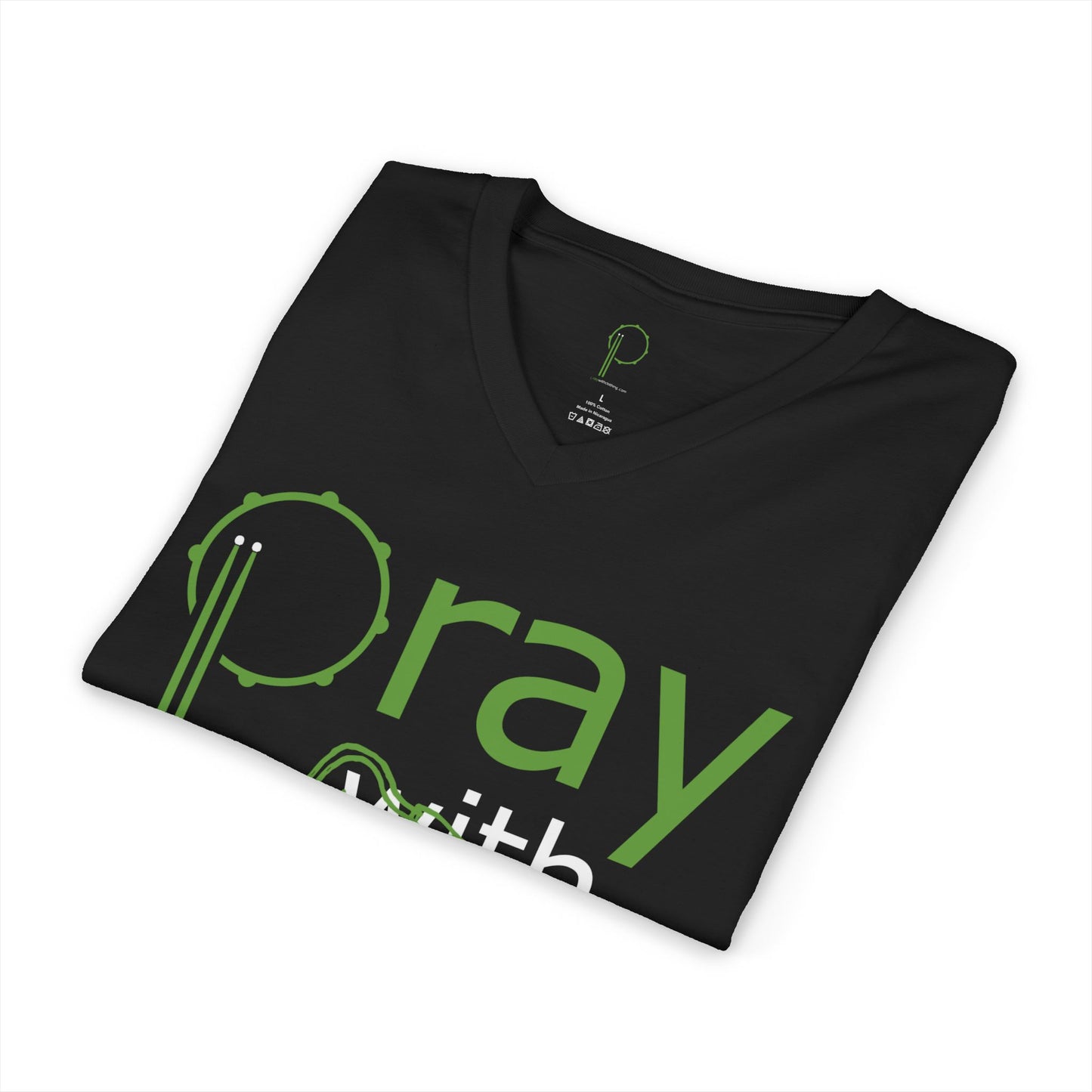 "Pray with jazz" V-Neck Unisex Short Sleeve Tee (black)