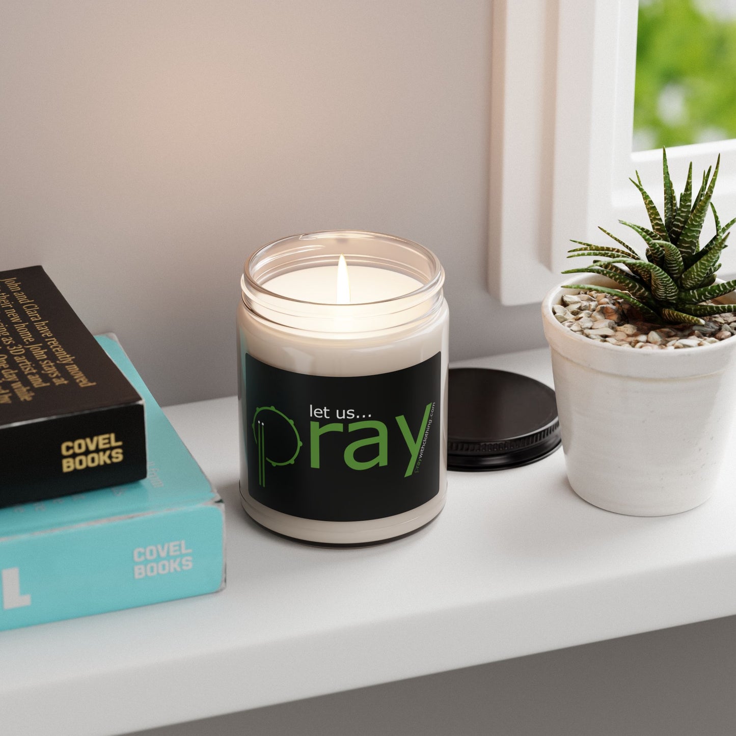 Let Us PRAY black label - Scented or Unscented Soy Candle with Inspirational Quote, Relaxation Gift, Prayer Candle for Meditation, Home Decor, Aromatherapy