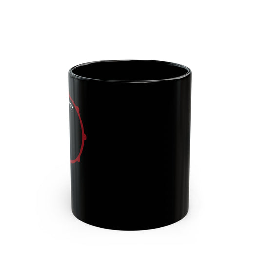RimSHOT Red P - 11oz., Ceramic Black Mug