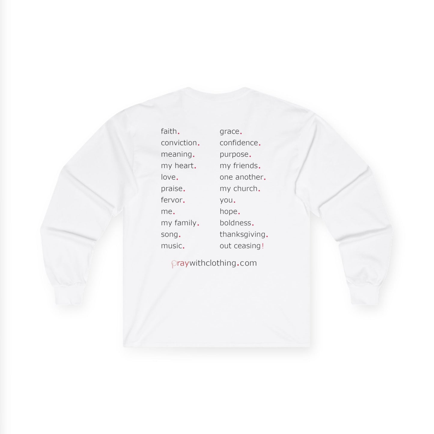 T-shirt à manches longues unisexe "Prier avec..." (blanc)