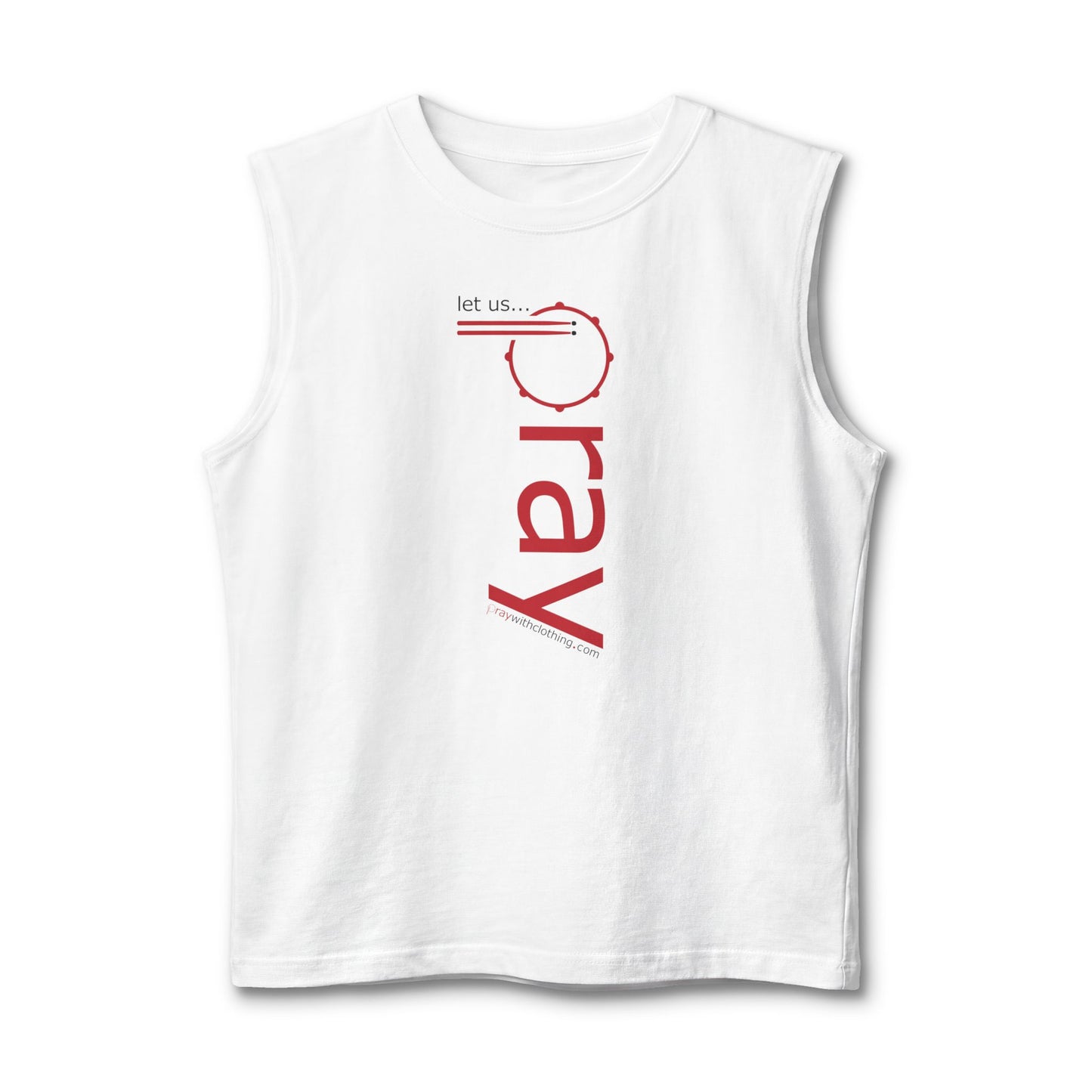Prayer Tank Top — let us... PRAY Vertical Red print - Text Muscle Tee