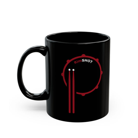 "RimSHOT" Red "P" - 11oz., Ceramic Black Mug