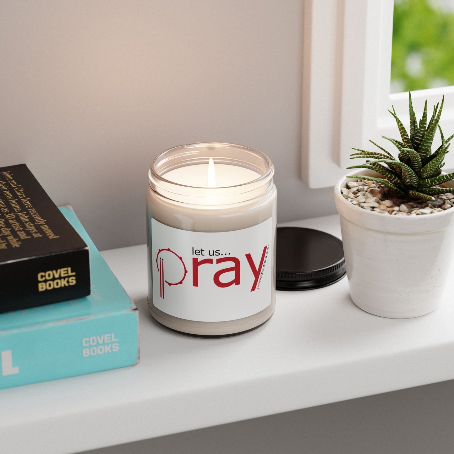 Let Us PRAY white label - Scented or Unscented Soy Candle with Inspirational Quote, Relaxation Gift, Prayer Candle for Meditation, Home Decor, Aromatherapy