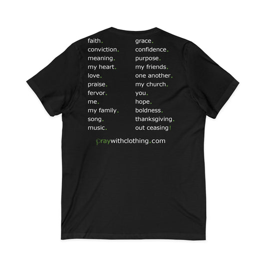 Pray With... - Unisex Short Sleeve V-Neck Tee (black)