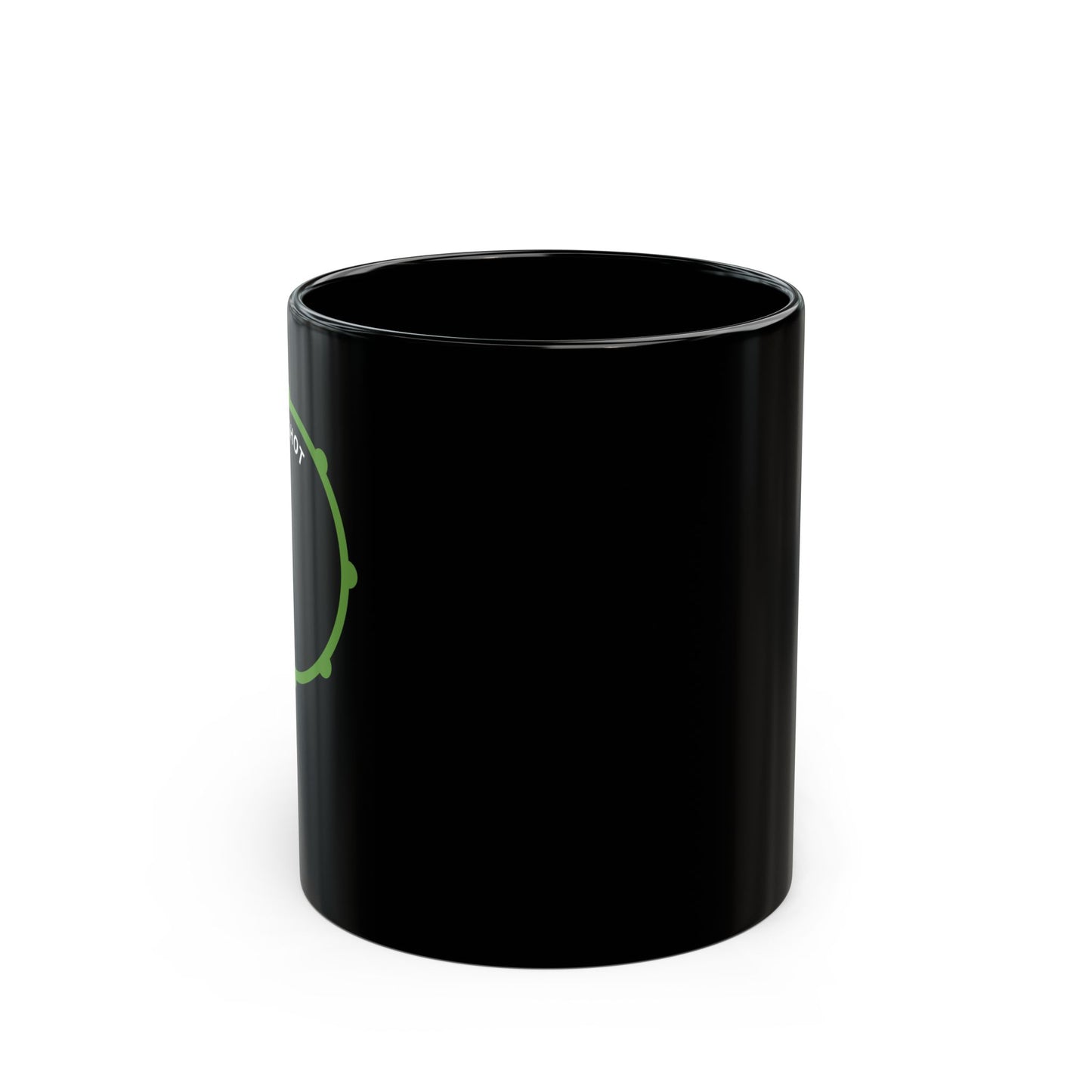 "RimSHOT" Lime Green "P" - 11oz., Ceramic Black Mug