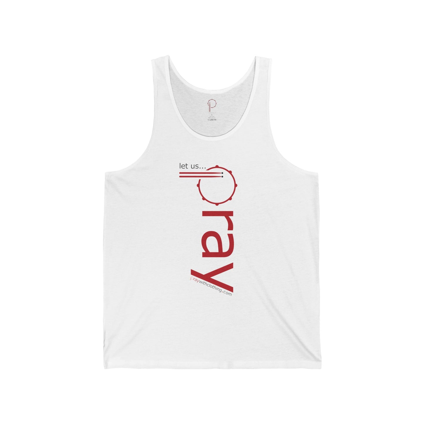 Tank Top - let us PRAY Vertical Red Script – Faith-Based Christian Prayer Graphic Tank