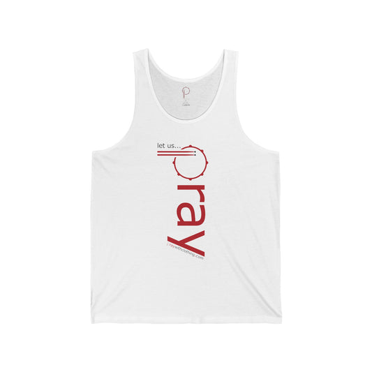 Tank Top - let us PRAY Vertical Red Script – Faith-Based Christian Prayer Graphic Tank
