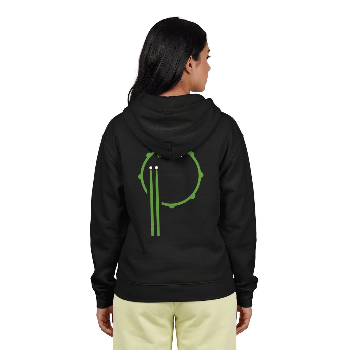 RimSHOT Logo Full-Zip Hoodie — Green Percussion Design