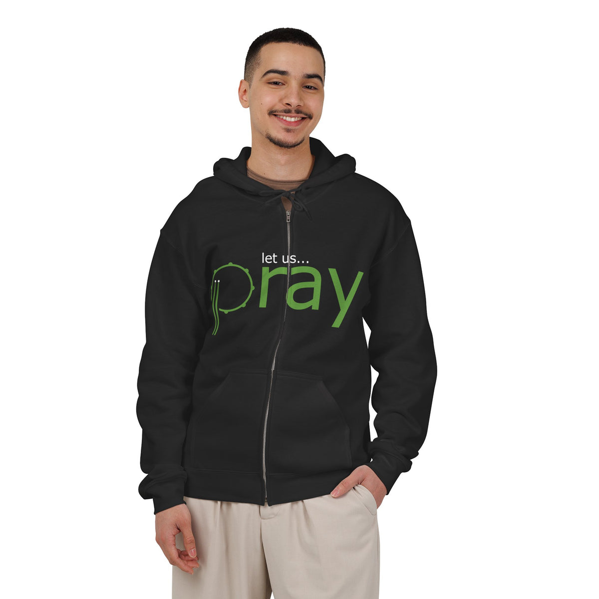 let us PRAY Green Design - Full Zip Hooded Sweatshirt Unisex Heavy Blend™