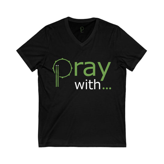 "Pray With..." Men's Short Sleeve V-Neck Tee (black)
