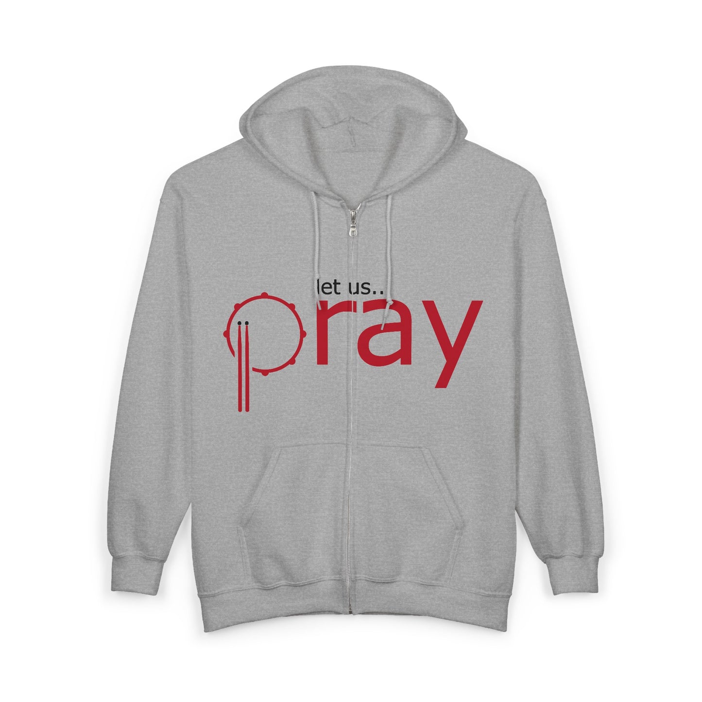 let us PRAY - Red Full Zip Hooded Sweatshirt Unisex Heavy Blend™