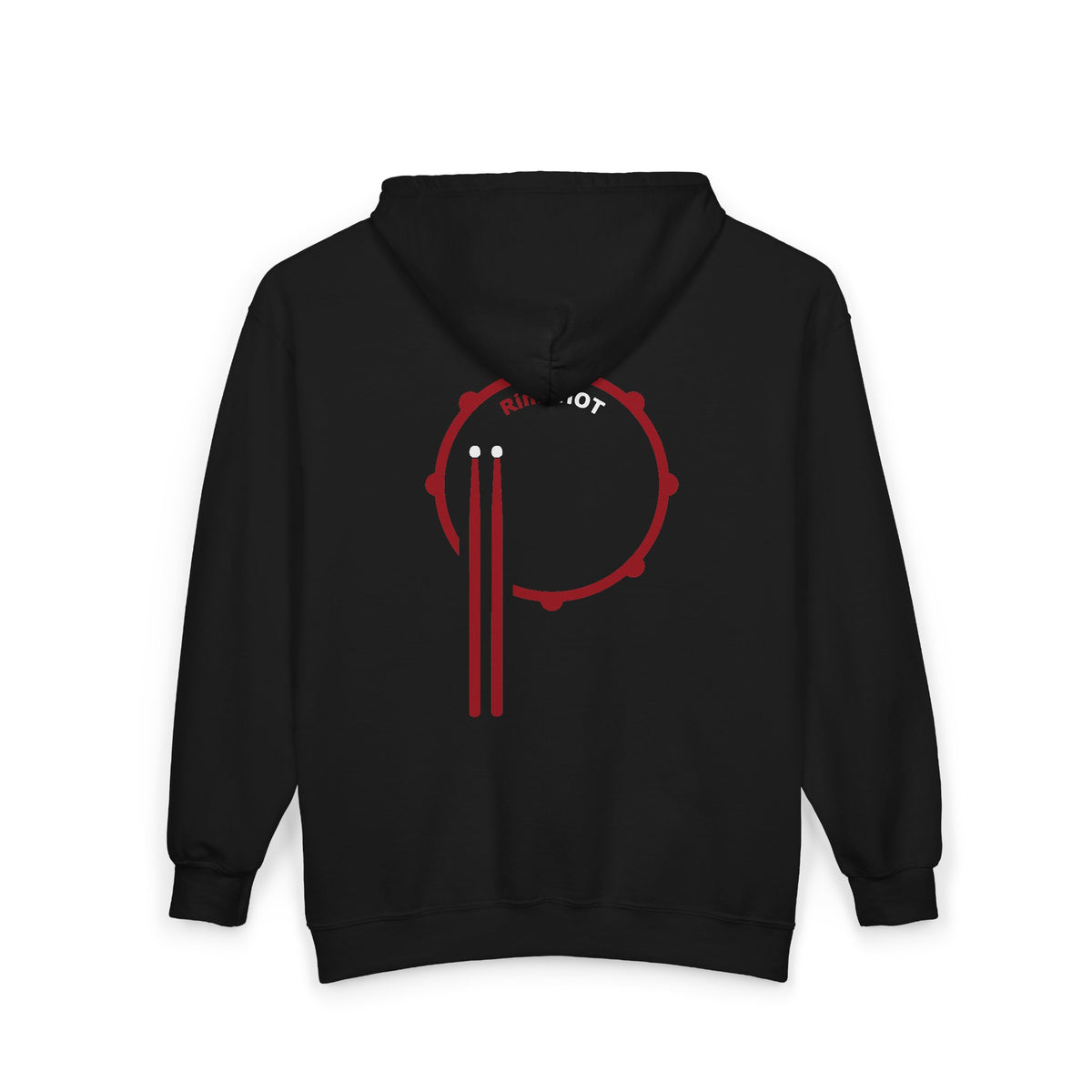 RimSHOT Logo Full-Zip Hoodie — Red Percussion Design