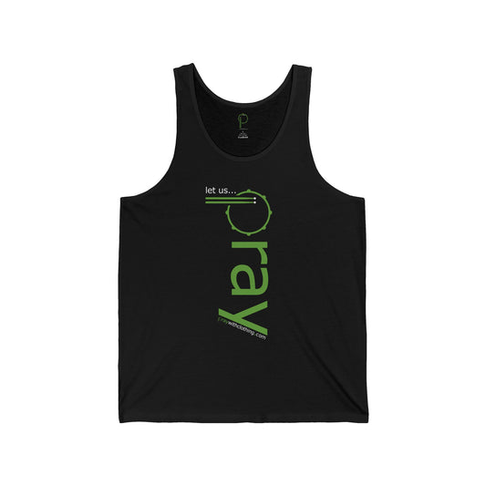 Tank Top - let us PRAY Vertical Green Script – Faith-Based Christian Prayer Graphic Tank
