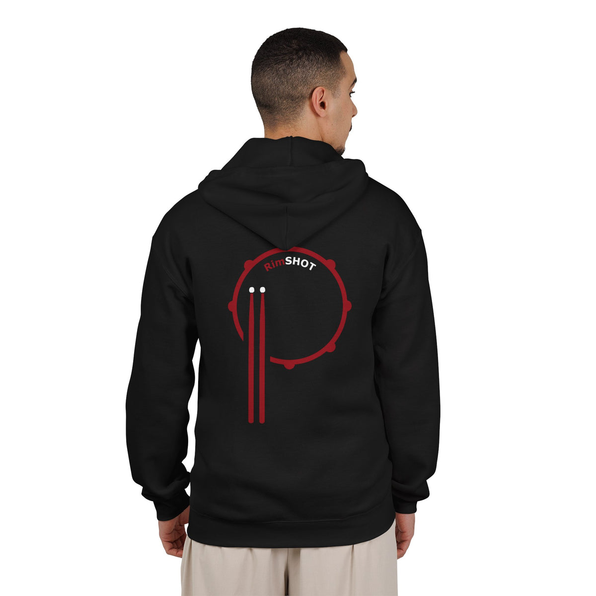 RimSHOT Logo Full-Zip Hoodie — Red Percussion Design